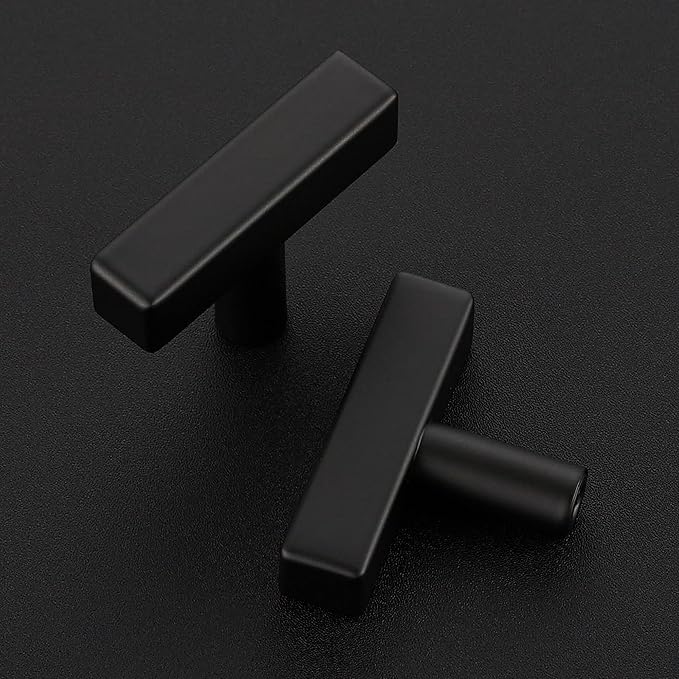 30 Pack Black Cabinet Knobs - Sqaure Bar Cabinet Pulls Matte Black Knobs for Kitchen Drawer Stainless Steel Dresser Pulls for Kitchen Hardware 2in Length Single Hole