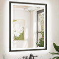 TETOTE LED Bathroom Mirror with Lights Black Metal Framed 30x36 Frontlit & Backlit Vanity Mirror Baroque Gothic Antifog Stepless Dimmable White/Warm/Natural,Wall Mounted(Horizontal/Vertical)