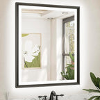TETOTE LED Bathroom Mirror with Lights Black Metal Framed 30x36 Frontlit & Backlit Vanity Mirror Baroque Gothic Antifog Stepless Dimmable White/Warm/Natural,Wall Mounted(Horizontal/Vertical)