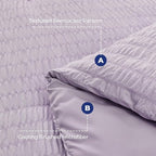 HYMOKEGE Lavender Twin Comforter Set Seersucker 5 Pieces, All Season Luxury Bed in a Bag for Bedroom, Bedding Set with Comforters, Sheets, Pillowcase & Shams