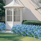 Ouddy Decor 24 Bundles Artificial Flowers for Outdoors Fake Silk Flowers UV Resistant Faux Plastic Plants for Spring Summer Garden Porch Window Box Table Vase Home Indoor Outdoor Decoration, Blue