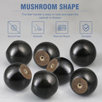FoDau770 30pcs Black Wood Knobs, Round Ball Cabinet Knobs Vintage Drawer Pulls, Natural Wooden Cabinet Hardware for Furniture Drawer Dresser Wardrobe Cupboard - 1-1/2" Diameter