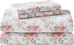 Laura Ashley - Flannel Sheets Twin Size, Anti-Pilling & Wrinkle Resistant Cotton, Touchably Soft for All-Season Comfort - Bed Sheets with Matching Pillowcase & Fitted Sheet (Lisalee Pink)