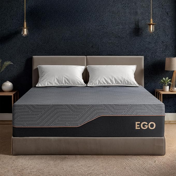 EGOHOME 14 Inch Twin XL Mattress, Copper Gel Memory Foam Mattress for Pain Relief, Therapeutic Mattress in a Box, CertiPUR-US Certified, Fiberglass Free Medium Mattress, Black