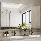 Suidia Bathroom Mirror, 60" x 36" Wall Mirror Metal Framed, Bathroom Vanity Mirror for Living Room Bedroom Bathroom Entryway, Silver, Rect Corner Style