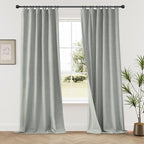 KangBang Wide 72" Sliding Door Blackout Curtains, Back Tab Linen Textured Curtains 2 Panels for Loft Guestroom, UV Protection Modern Drapes 72 Inch Width by 96 Inch Length, Ash Fog Grey