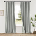 KangBang Full Blackout Linen Curtains 108 Inch Length, Noise Reducing Sun Blocking Curtains for Bedroom Dining Room, Back Tab Loop Pocket Pleated Floor to Ceiling Drapes(52Wx108L, Ash Fog Grey,2 PCs)