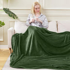 HOZY Soft Blanket Queen Size Fleece Warm Fuzzy Throw Blankets for The Bed Sofa Lightweight 350GSM Green 90"*90"
