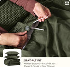 Bedsure Cotton Duvet Cover Set - 100% Cotton Waffle Weave Olive Green Duvet Cover California King Size, GentleSoft™ and Breathable Cal King Bedding Set for All Season, 3 Pieces, 104"x98"