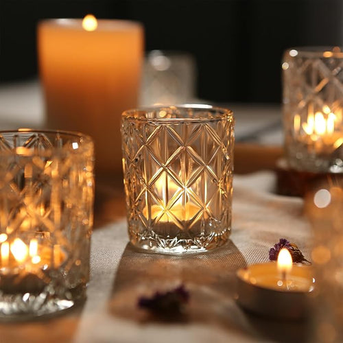 36 Pack Votive Candle Holders for Table Centerpieces, Clear Glass DIY Wax Filling Romance Tealight Candle Holders for Wedding Decor, Gift, Home Decoration（Clear,36）