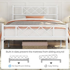 Yaheetech Twin Size Metal Platform Bed Frame with Simple Headboard and Footboard, Mattress Foundation for Under Bed Storage, Steel Slat Support, No Box Spring Needed, Easy Assembly, White