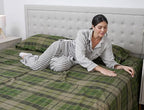 RUVANTI Flannel Sheets Queen Size - 100% Cotton Double Brushed Bed Sheets, Deep Pockets 16 Inches Queen Sheet Set, All Seasons Breathable & Extra Soft - Warm & Cozy, 4 Piece, DNA Plaid