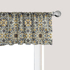 Ambesonne Turkish Pattern Window Valance Pack of 2, Flowers in and Traditional Style, Rod Pocket Curtain Valances for Kitchen Bedroom, 54" X 12", Earth Yellow Slate Blue