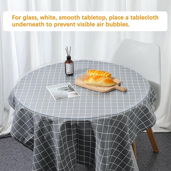 20 Inch Clear Round Table Cover Protector 1.5mm Thick Table Protector for Dining Room Waterproof Plastic PVC Vinyl Tablecloth Cover Circle Tabletop Desk Pad Mat for Furnture Coffee End Bed Side Table
