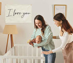 I love You Rectangular Canvas Banner-Boho Flag Wall Decor for Boy Girl Kids Friends,Nursery Babyroom Above Crib Bedroom Living Room Office-Baby Growth Stuff-Baby Shower Birthday Christmas Gift