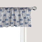 Ambesonne Ethnic Window Valance Pack of 2, Messy Waves and Small Triangles Indonesian Traditional Pattern Watercolors, Rod Pocket Curtain Valances for Kitchen Bedroom, 42" X 12", Navy Blue and Cream