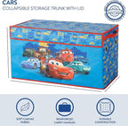 Idea Nuova Disney Pixar Cars Collapsible Storage Trunk,Durable Kids Toy Organizer with Soft Lid, Foldable Chest for Bedroom & Playroom, 28.5" x 14.5" x 16"