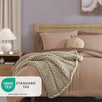 Monbix Queen Comforter Set - 7 Pieces Rust Pink Bed in a Bag Queen Bedding Sets with Comforters, All Seasons Comforter Bed Set with Sheets,Pillowcases & Shams