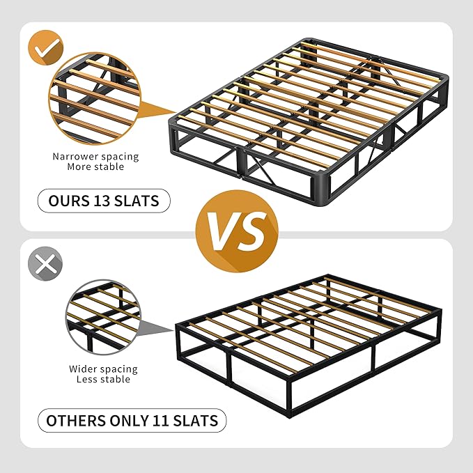 MAF Box Springs King Size 10 Inch, High Profile King Box Spring 3500 lbs Black Heavy Duty Metal Mattress Foundation with Easy Clean Fabric Cover, Easy Assembly