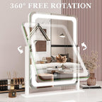 Vanity Mirror with Lights, 12.6"×15" LED Makeup Mirror, Lighted Makeup Mirror with Lights, Smart Touch Control Dimmable 3 Modes Light, Lighted Up Mirror for Makeup Desk, Bedroom, Dressing Room
