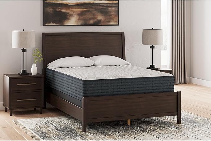 Signature Design by Ashley Hybrid 1200 12" Firm Moisture Wicking Mattress with Charcoal-Infused Gel Memory Foam and Edge Support for Pressure Relief and Temperature Regulating, Queen, Fiberglass Free