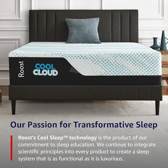 ROOST SLEEP Memory Foam Mattress, 12-Inch King – Cool Cloud Gel Foam Bed with Plush Pressure Relief and Supportive Comfort – Cooling Sleep Surface for Deeper Rest