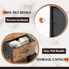 WLIVE Dresser with 3 Drawers, Fabric Nightstand, Organizer Storage Dresser for Bedroom, Hallway, Entryway, Closets, Sturdy Steel Frame, Wood Top, Easy Pull Handle, Rustic Brown Wood Grain Print