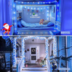 JMEXSUSS 2 Pack Rope Lights Battery Operated Christmas Lights Outdoor, Total 200LED 66ft 8 Modes Battery Powered String Lights with Remote, Blue and White String Light for Christmas Decor