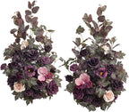 Ling's moment 41" Tall Fall Free Standing Artificial Flowers Arrangements 2pcs Wedding Aisle Runner Chair Decoration Fake deep Plum for Arch Entryway Ceremony Reception Church Rose Floral Party