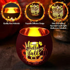 VIHOSE 6 Set Thanksgiving Votive Candle Holders with 6 LED Battery Operated Candles Fall Glass Tealight Holders Fall Table Decorations for Home Table Centerpiece Decor Gifts