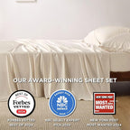 Bedsure California King Sheet Sets, Cooling Sheets, Rayon Derived from Bamboo, Breathable & Soft, Deep Pocket Up to 16 Inches, Hotel Luxury Silky Bedding for Hot Sleepers, Light Beige