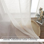 OWENIE Natural Linen Blend Sheer Curtains 72 inches Long 2 Panels Set for Bedroom, Light Filtering Farmhoues Door Curtain for Living Room Drapes, Each 40 W x 72 L