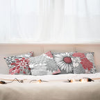 Ambesonne Floral Throw Pillow Cushion Case Pack of 4, Flower Petals Modern Color Palette Chamomile Peony Dahlia and Sunflower Print, Modern Accent Double-Sided Digital Printing, 18", Dark Coral Grey