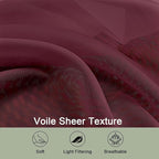 OWENIE Burgundy Vine Sheer Curtains, Sheer Curtains 96 inches Long 2 Panels Set, Rod Pocket Fimly Sheer Drapes for Living Room/Bedroom, 2pcs, Each 59" W x 96" L