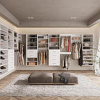 ROOMTEC 19.5" Shelf Short Tower Closet Unit, Modular Closet System with Shelf, Wardrobe Organizer for Bedroom or Walk-in Closet, Wall Mounted, Customizable Clothes Storage Unit, White