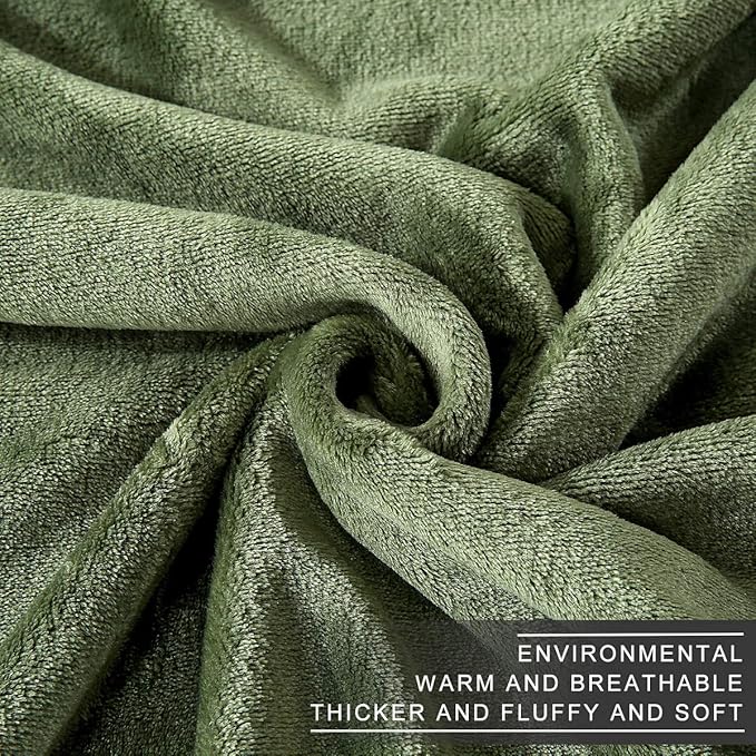 Fleece Blanket Twin Size 350GSM Lightweight Throw for The Bed Extra Soft Brush Fabric Super Warm Sofa Blanket 66" x 90"(Green Twin)