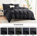 HYMOKEGE Black Full Size Comforter Sets Seersucker 7 Pieces, All Season Luxury Bed in a Bag for Bedroom, Bedding Set with Comforters, Sheets, Pillowcases & Shams