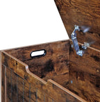 Storage Chest, Wooden Storage Bench with Flip-top Lid & Safety Hinge, Storing Trunk for Entryway, Living Room, Bedroom, Rustic Brown