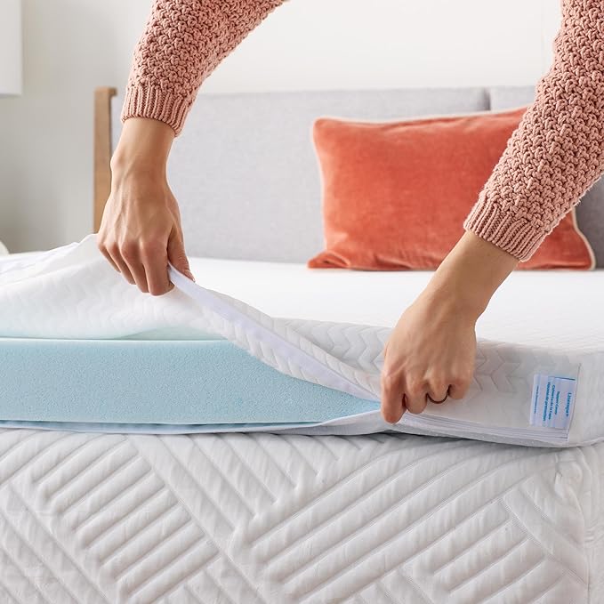 Linenspa 2 Inch Mattress Topper -Cover Full –Cover Only –Machine Washable – Breathable – Non Slip –Cover for Mattress Topper with Zipper – Topper -Cover Only White
