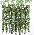 mizii 6Pcs Green Wisteria Hanging Flowers 48" Silk Wisteria Artificial Flowers Garland Vines Fake Hanging Flowers Decoration for Wedding Flower Wall Backdrop Centerpieces Party Room Decor (Green)