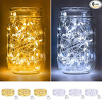 btfarm 6 Pack Fairy Lights Battery Operated [3 Modes], 7ft 20 Led Twinkle Lights String Lights Waterproof Bulk Small Mini Silver Wire for Christmas Mason Jars Wedding Table Centerpiece