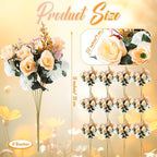 Hotop 12 Bunches of Artificial Flowers Centerpiece 13 Inches Silk Faux Roses Bouquets for Table Decoration Realistic Bouquet Arrangement Boho Faux Flowers for Wedding (Champagne)