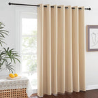 NICETOWN Sound Barrier Room Divider Curtain Screen Partitions, Wide Width Grommet Top Room Dividers Ideas for Office, Loft, Dorm, Hotel, Living Room (Biscotti Beige, 1 Pack, 7ft Tall x 15ft Wide)