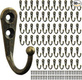 POZEAN 60 Pack Wall Hooks for Hanging, Heavy Duty Small Coat Hooks Wall Mounted for Living Room, Bathroom, Kitchen, Bedroom for Key, Cup, Bag, Hat, Scarf, and More (Bronze)
