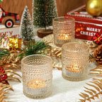 24 Pcs Votive Candle Holders, Clear Glass Candle Holders Bulk for Table Centerpiece, Tea Lights Candle Holders for Wedding Shower, Party and Home Decor