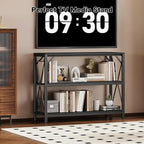 Homeiju Entry Table 40" Width, 3-Tier Entryway Table with Storage, Industrial Sofa Table with Open Shelves, Foyer Tables for Entryway, Hallway, Kitchen, Living Room and Bedroom, Black