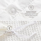 Bedsure 100% Cotton Duvet Cover Queen Size with Fitted Sheet - 4 Pieces Coconut White Waffle Weave Bedding Set, GentleSoft™ and Breathable, Includes 1 Duvet Cover 90x90, 1 Fitted Sheet, 2 Pillow Shams