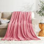 KMUSET Fleece Blanket Twin Size Salmon Pink Lightweight Super Soft Cozy Fuzzy Bed Blankets Microfiber Factory Shop