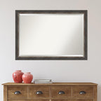 Amanti Art Brown Bathroom Mirror for Over Sink, 27x39 Bark Rustic Char Narrow Rectangle Vanity Mirror, Large Country Rustic Frame, Hangs Horizonally and Vertically, Bathroom Wall Decor, Beveled Edge
