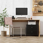 BOLUO Black Nightstand 2 Drawer Dresser for Bedroom,Small Night Stand End Table with Fabric Drawers Modern